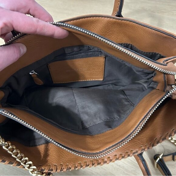 Franco Sarto Tan Brown Faux Leather Large Hobo Satchel Bag Purse - Picture 7 of 10